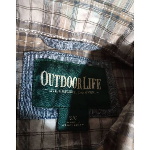Outdoor Life Shirt Men's Small Brown Plaid Button Front Long Sleeve - Picture 5 of 7